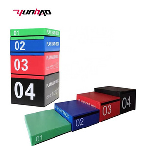 High Quality Custom Logo Fitness PVC 4 in 1 Soft Foam Exercises Plyometric Jump Box With 4 Levels Height