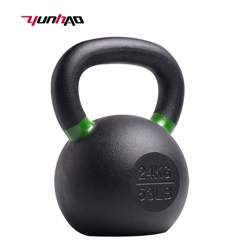 Yuncheng High Quality Custom Logo Weights 4 KG to 32 KG Powder Coated Solid Cast Iron Kettlebell