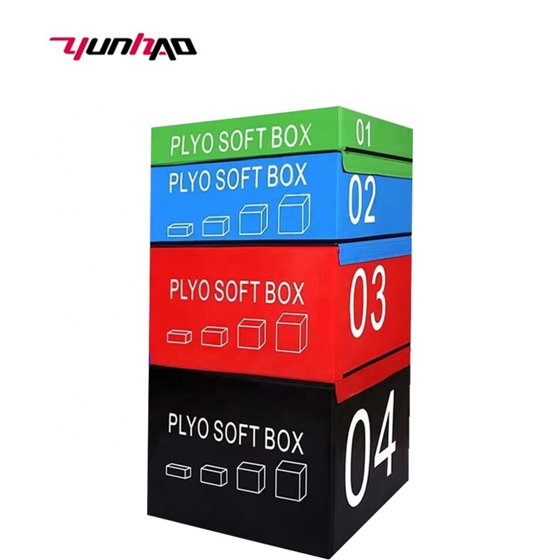 High Quality Custom Logo Fitness PVC 4 in 1 Soft Foam Exercises Plyometric Jump Box With 4 Levels Height