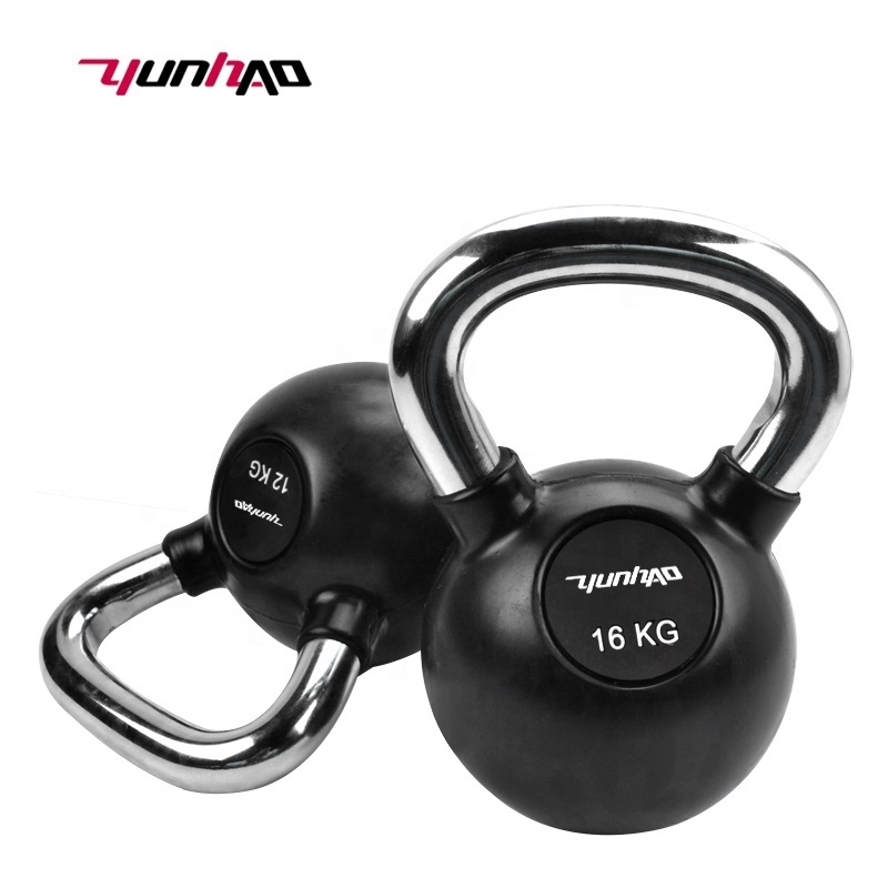 Yuncheng Wholesale 4KG To 32KG Fitness Equipment Rubber Coated Cast Iron kettlebell For Exercise