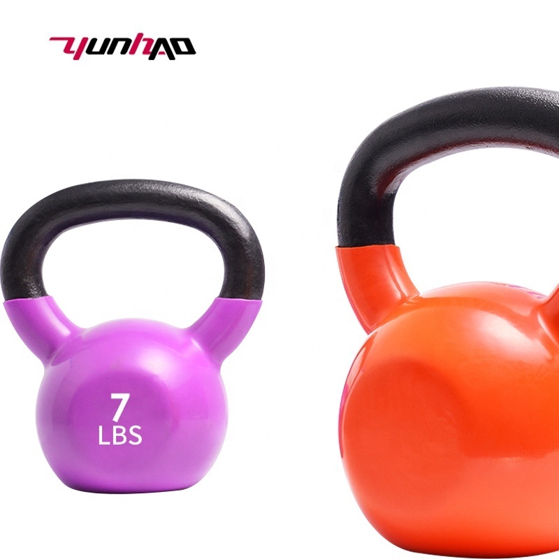 Yuncheng Gym Fitness Equipment Weightlifting Training Cast Iron Dip Neoprene Vinyl Coated Kettlebell Weight 4KG To 32 KG