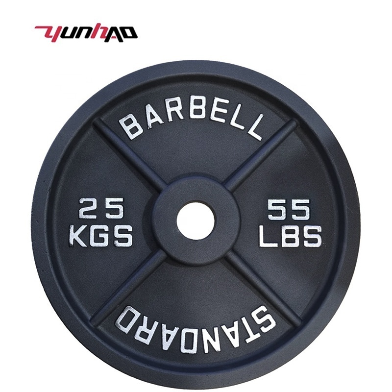 High Quality Free Weight  2.5 LB to 45 LB  Black Painting Barbell Iron Cast Weight Plate Set