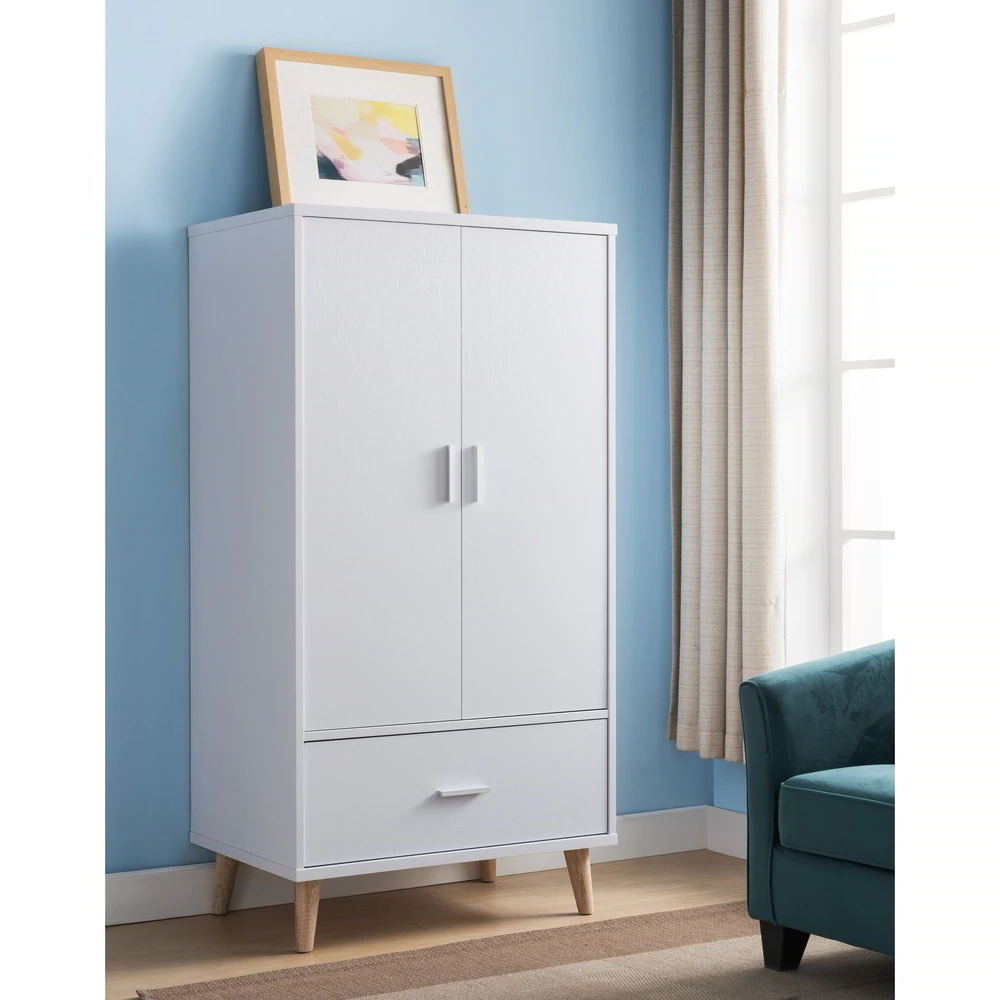 Modern Rattan Bedroom Furniture Wooden Clothes  Armoire Wardrobe For Bedroom 1 Door Closet Wardrobe Cupboard Cabinet For Clothes