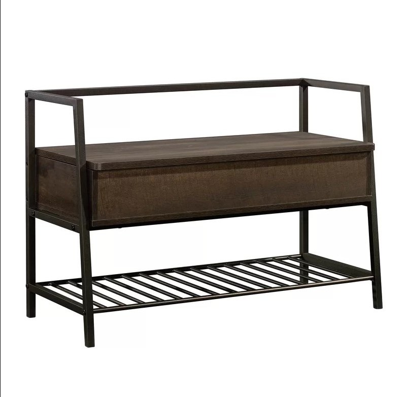 Console Way Black Wood Shoe Bench Entryway Outdoor Bench Seat with Shelf