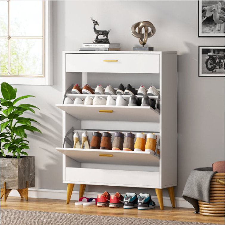 16 Pair Shoe Storage Cabinet Organizer with Drawer