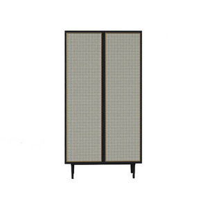 Black Bedroom Furniture Rattan Cane Wardrobe Closet