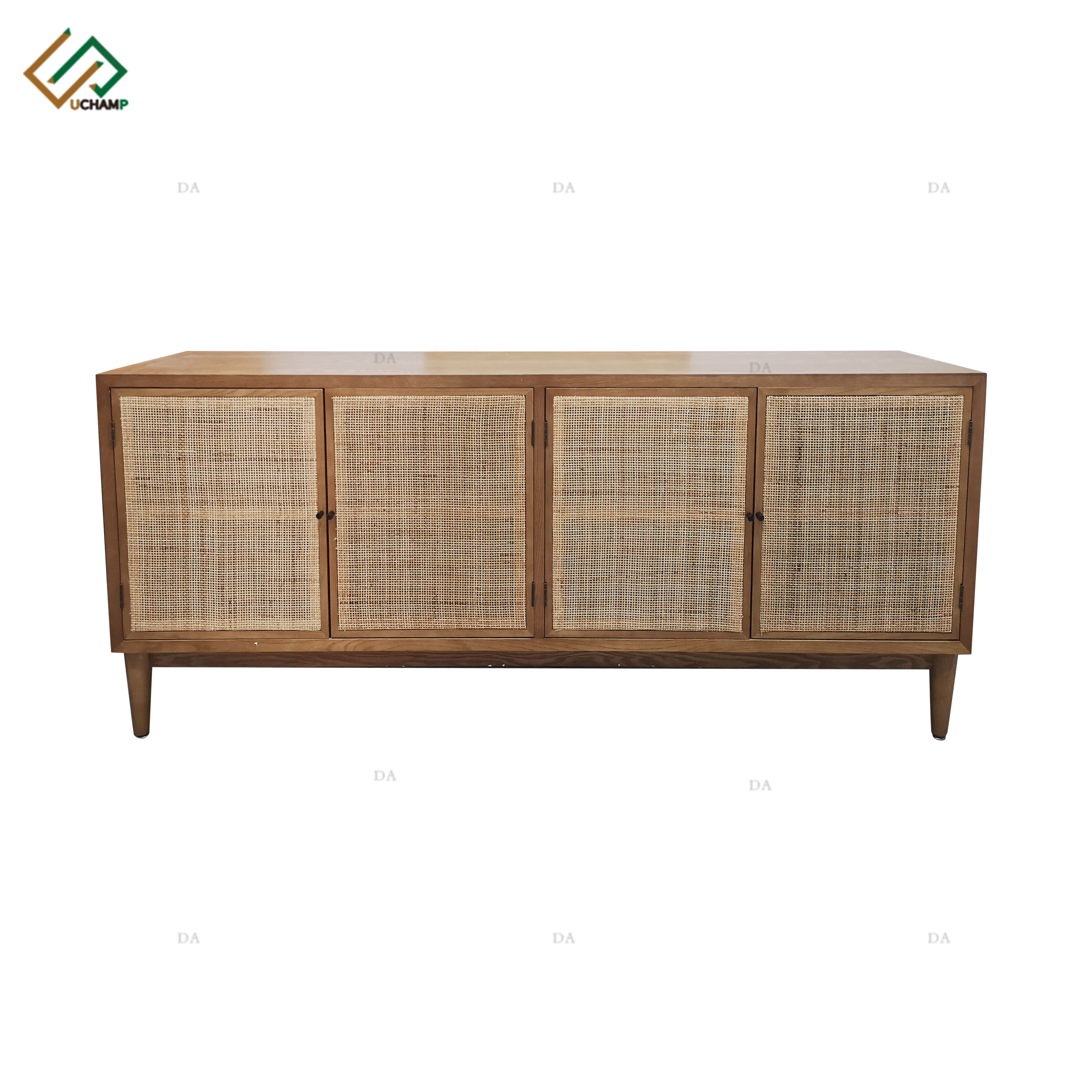 Wholesale Home furniture new design 2024 wholesale rustic entryway wood console table with rattan doors