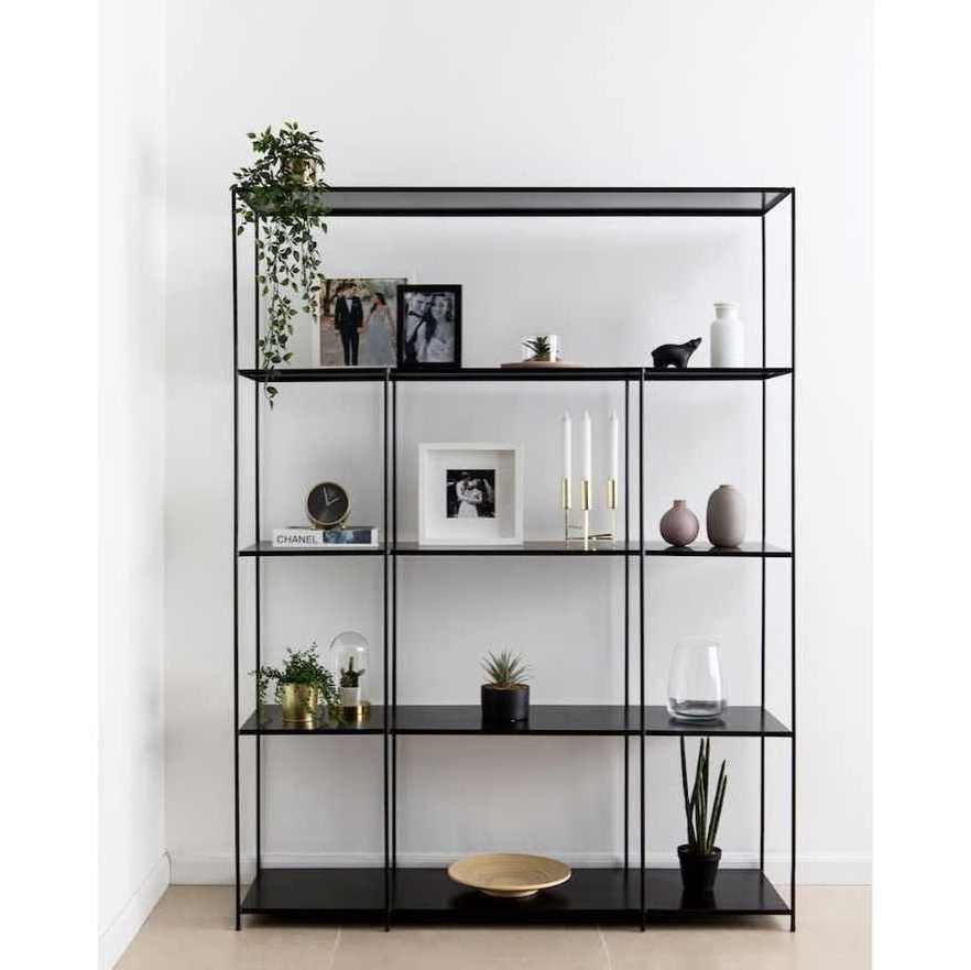 Living Room Industrial Modern Black Metal Tall Book Shelves