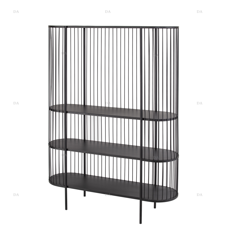 Modern Living Room Metal Shelves 3 Tier Tall Bookcases Black Display Unit