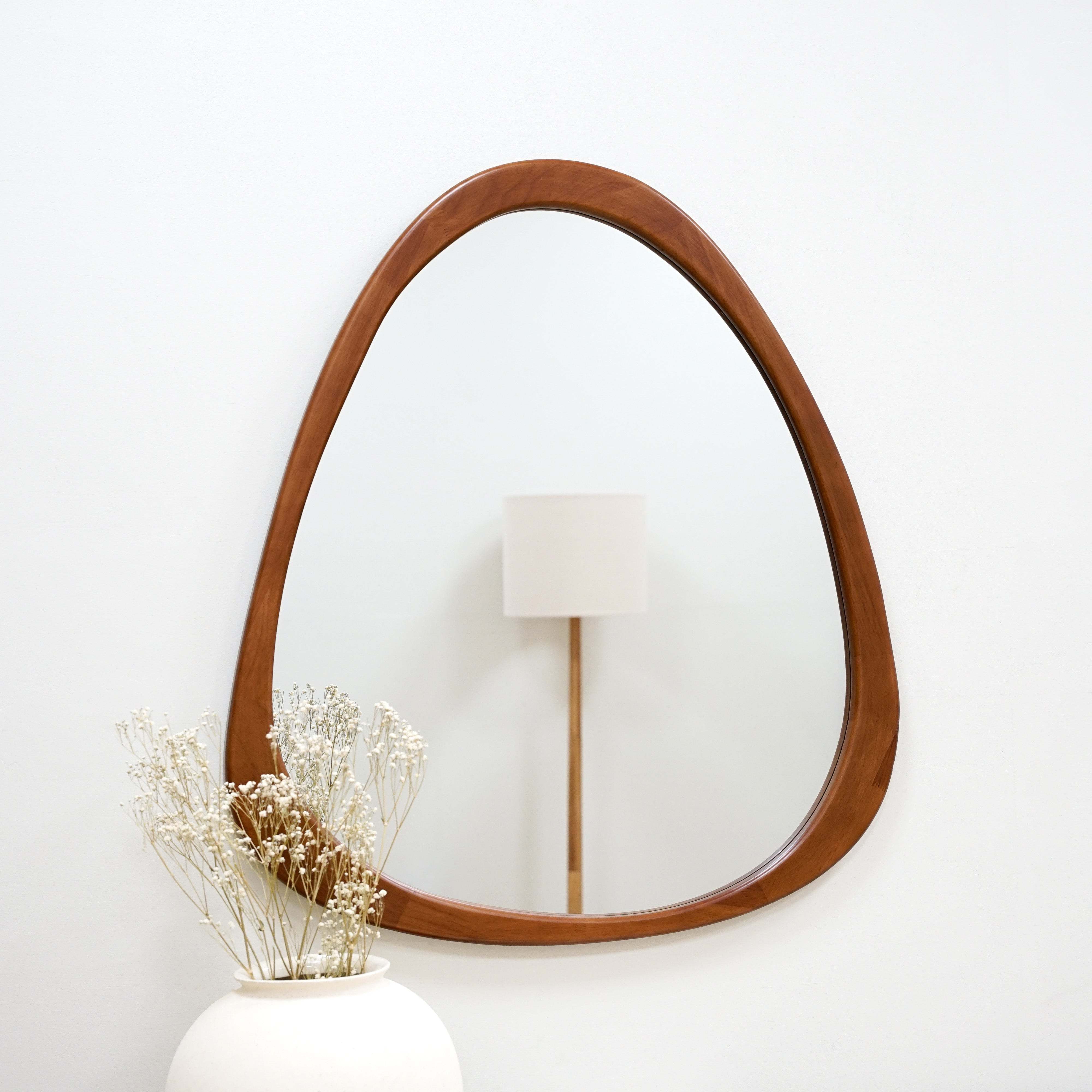 Custom Irregular Wood Frame Bathroom Wall Mirror Large Modern Big Tear Drop Nordic Waterdrop Art Decor Mirror