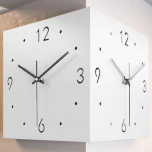 Modern Induction Luminous Corner Wall Clock Square Living room Decoration Simple Double Sided Clock