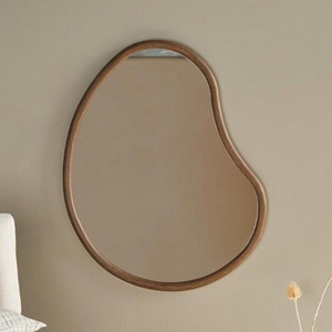 Custom Irregular Wood Frame Bathroom Wall Mirror Large Modern Big Tear Drop Nordic Waterdrop Art Decor Mirror