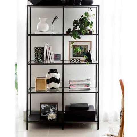 Living Room Industrial Modern Black Metal Tall Book Shelves