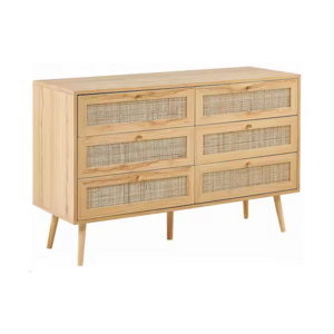 Rattan 6 Drawer Chest Wholesale Living Room Side Board Cabinet with 6 Drawers