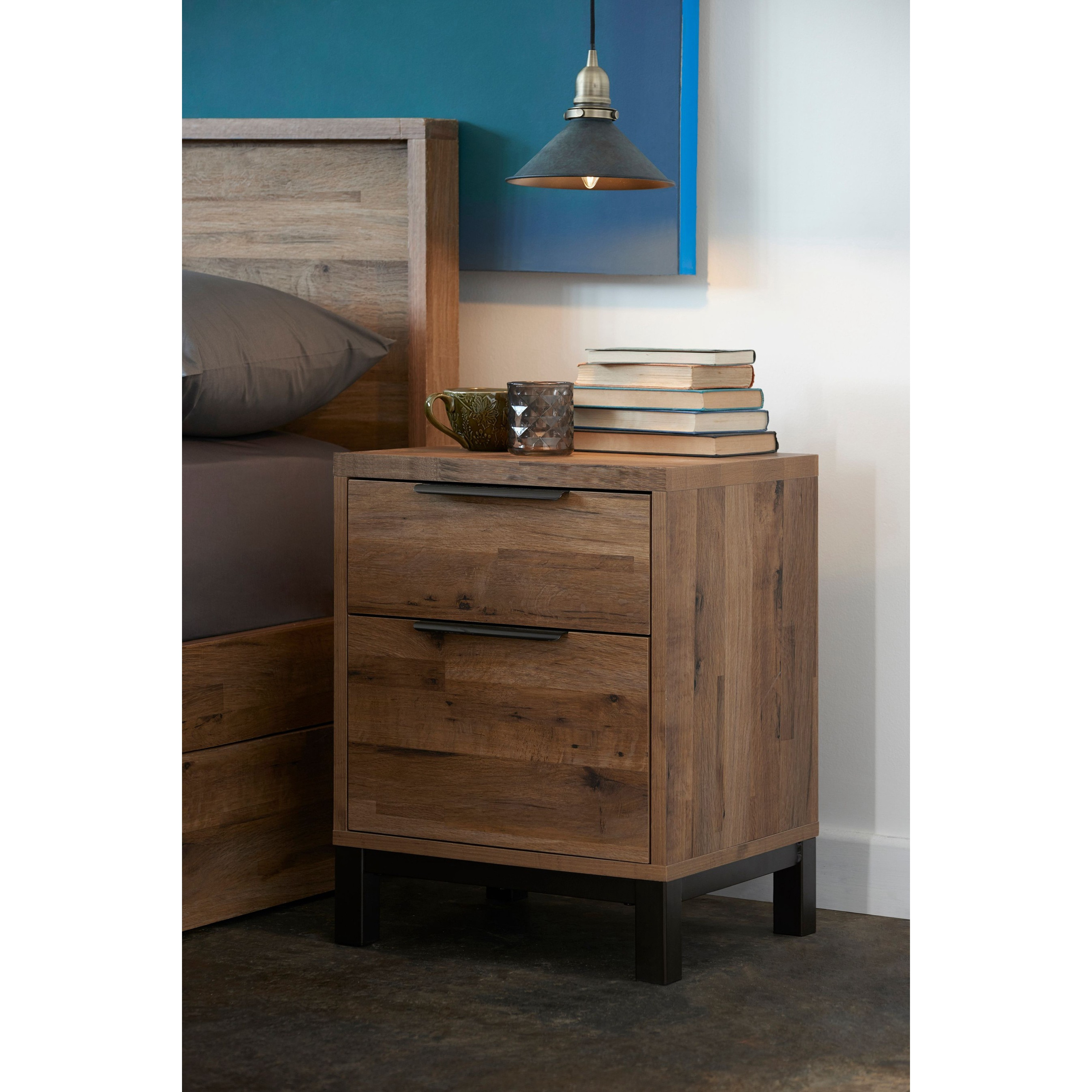 Brown Industrial Classic Side Table S Shape bedside table