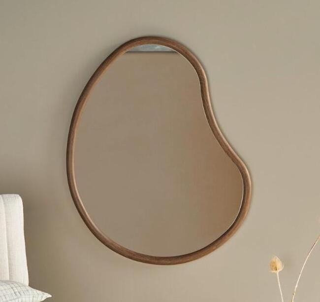 Custom Irregular Wood Frame Bathroom Wall Mirror Large Modern Big Tear Drop Nordic Waterdrop Art Decor Mirror