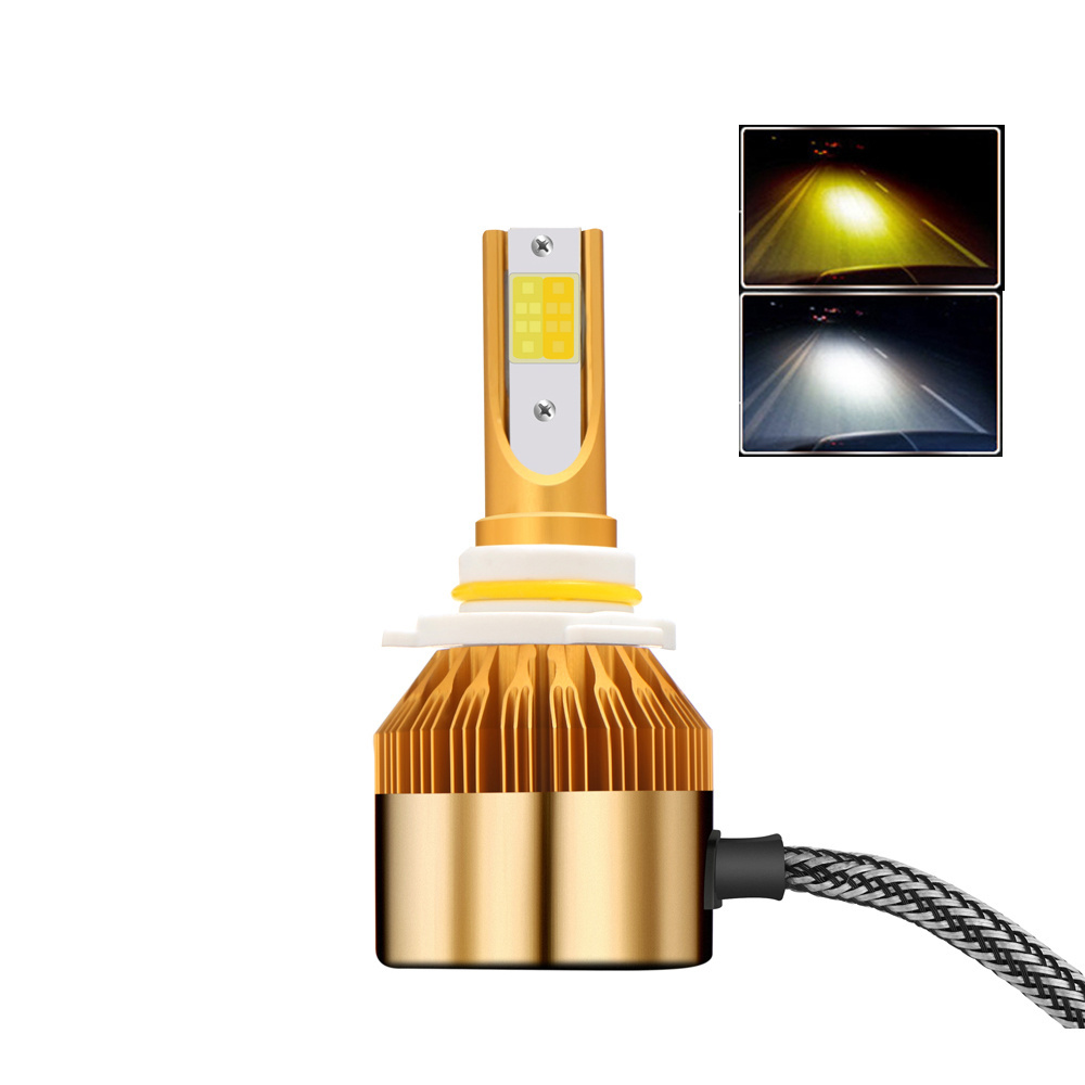 C6 6000k 3000k One Bulb dual Color car led headlight 38W 4800lm LED Car Headlight Bulbs Auto LED Bulbs