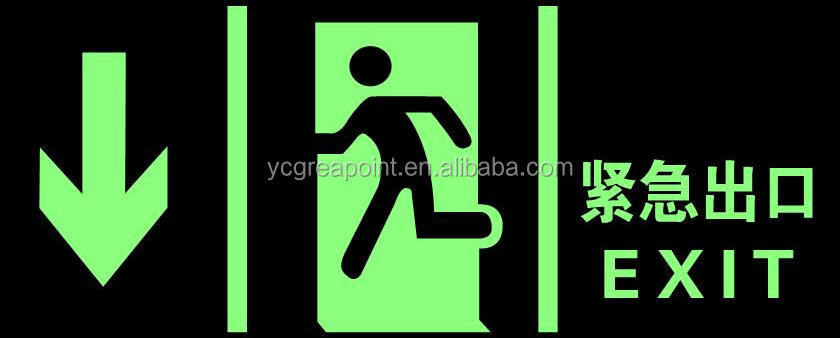 Fluorescent Emergency Luminous Fire Exit Safety Sign