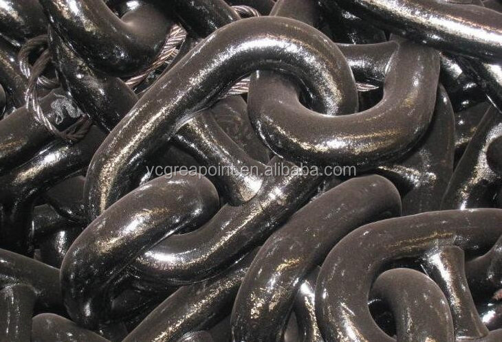 CCS Black Painted Stud Link Anchor Chain Kenter Stud Link Ship Anchor Chain For Sale