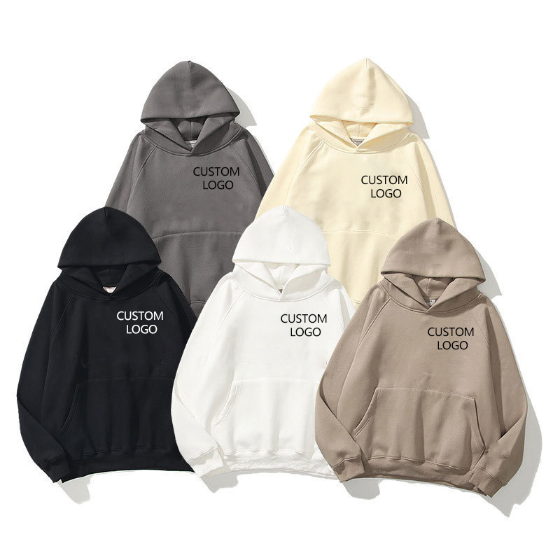 Custom High Quality 380 Gsm Cotton Drop Shoulder Loose Men Pullover Hoodie