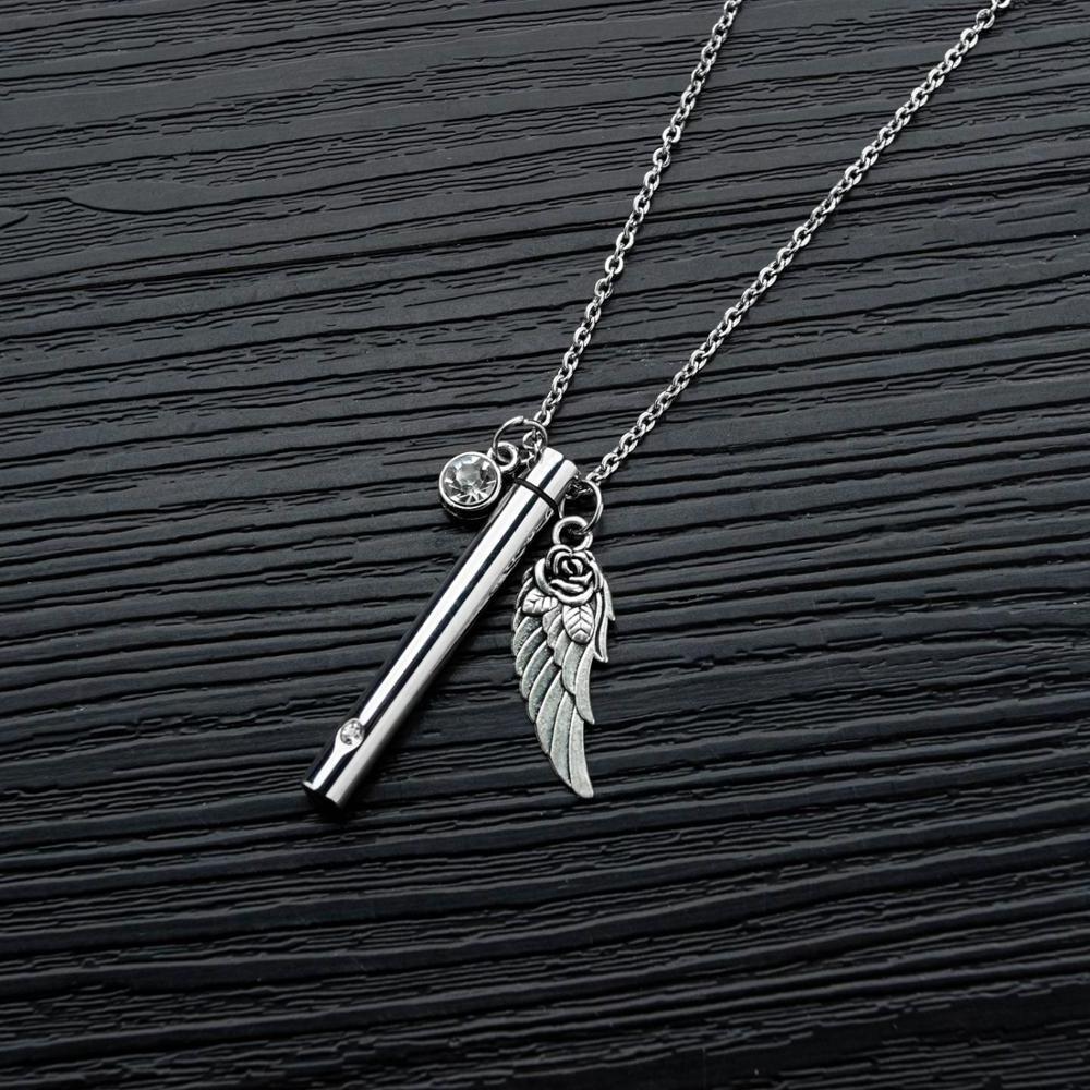 Cremation Jewelry Titanium Steel Zircon Inlay Cylinder Perfume Necklace Pet Memorial Ashes Keepsake Urn Necklace