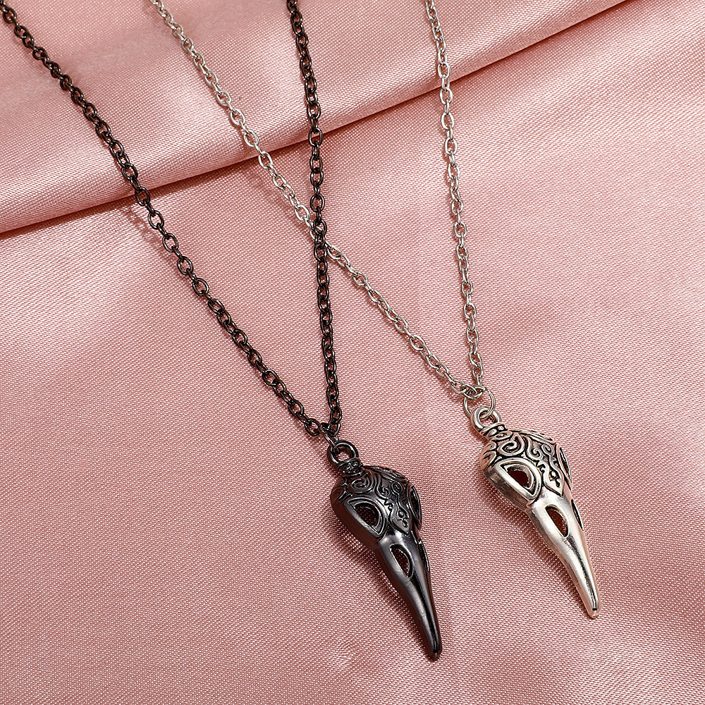 New Arrival Retro Personality Charm Skeleton Ghost Pendant Necklace Punk Crow Head Halloween Chain Necklace For gift