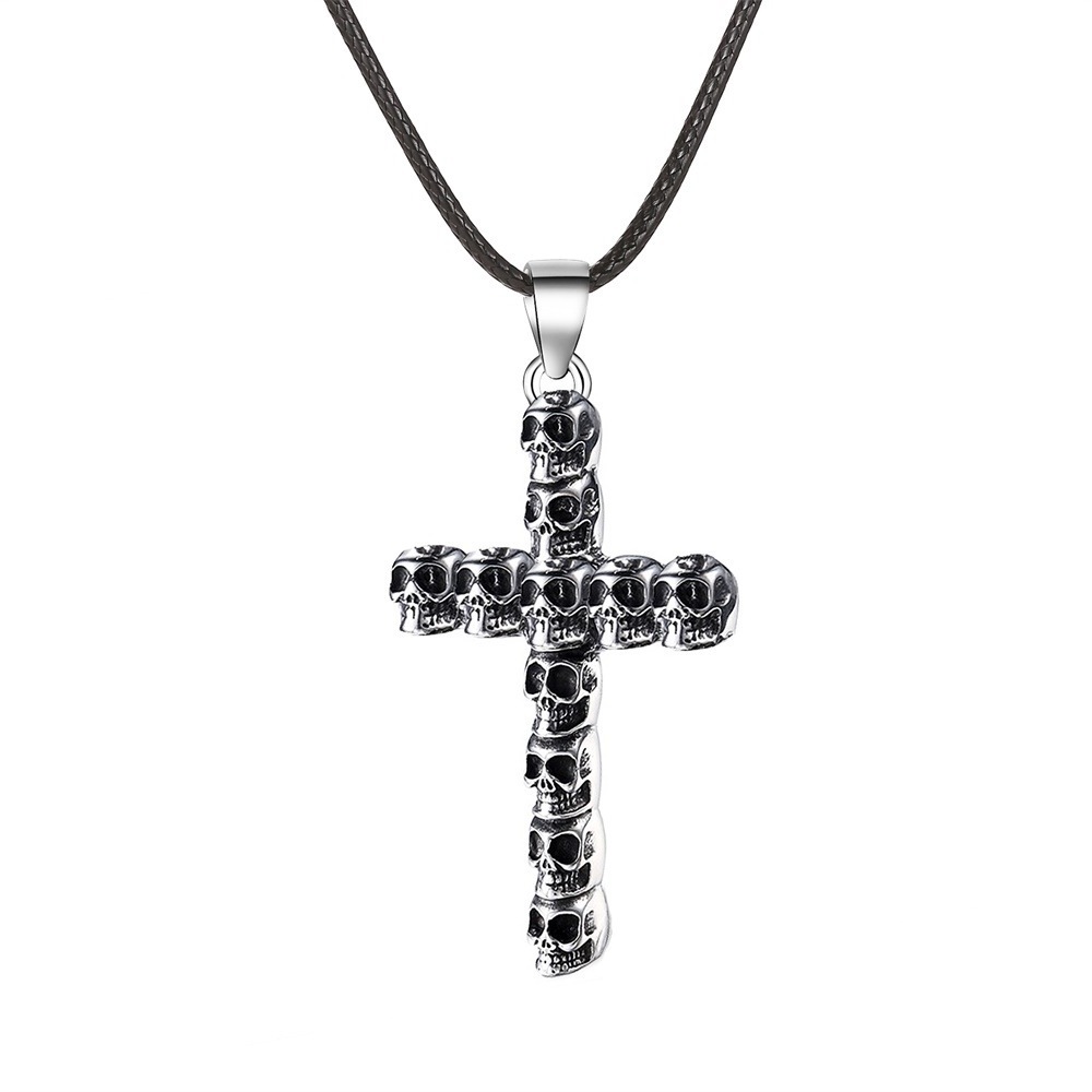 New Cross Necklace Retro Trend Skull Gothic Necklace Halloween Accessories Necklace