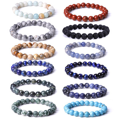 35 Types Of Stones Single Circle Bracelet Amethyst Rose Quartz Couple Bracelet Tiger Eye Lucky Natural Stone Bracelet