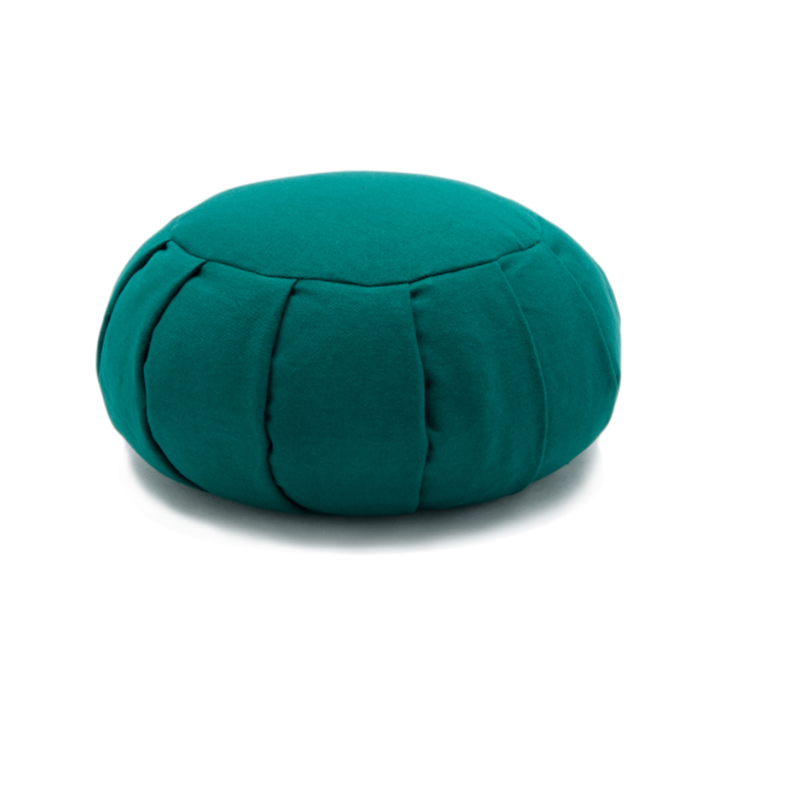 Zippered Green Cool Yoga Meditation Cushion, Round Meditation Pillow Filled With Buckwheat