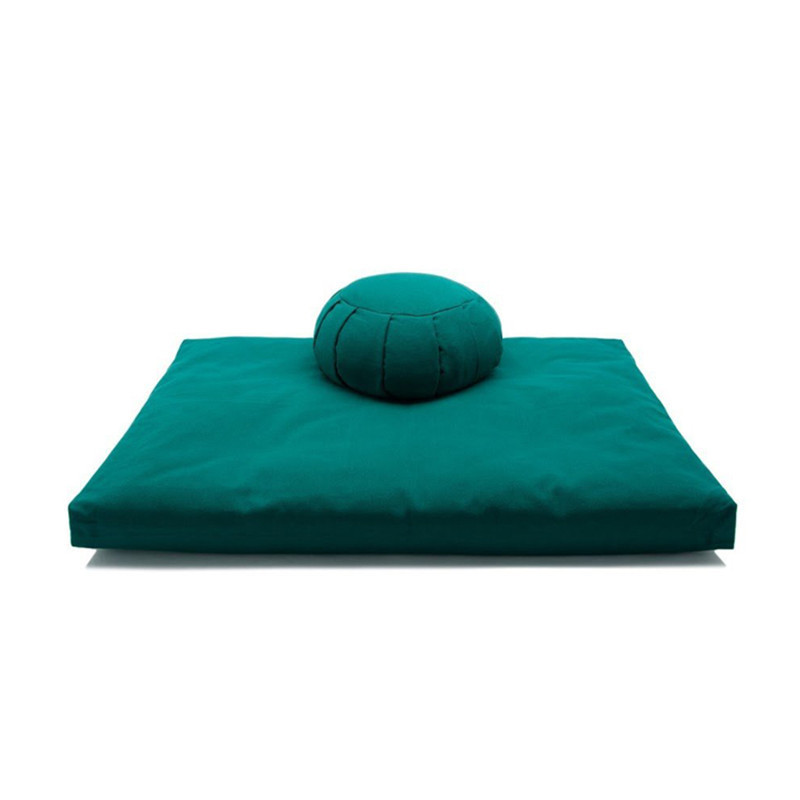 Zippered Green Cool Yoga Meditation Cushion, Round Meditation Pillow Filled With Buckwheat