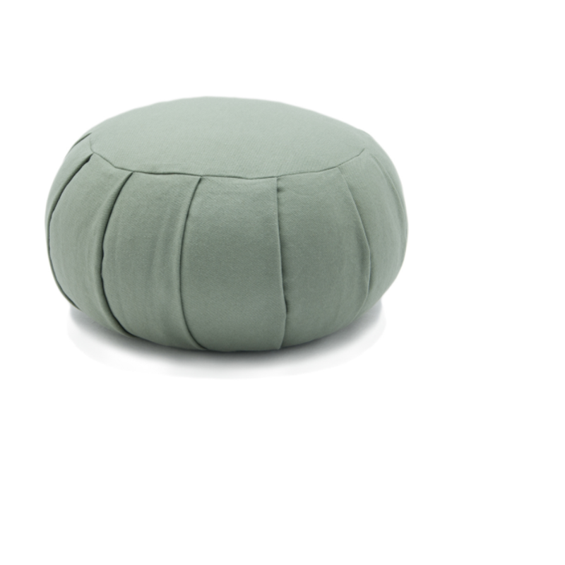 Zippered Green Cool Yoga Meditation Cushion, Round Meditation Pillow Filled With Buckwheat