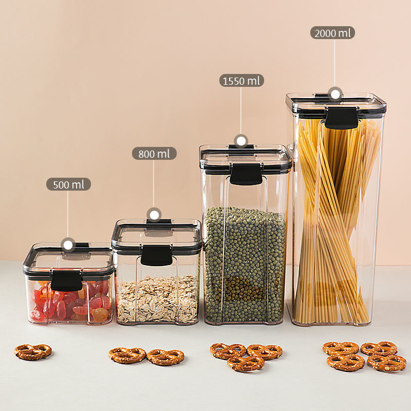 2021 hot sale pantry organization containers easy snap lock and BPA free kitchen container set candy rice jars with lids