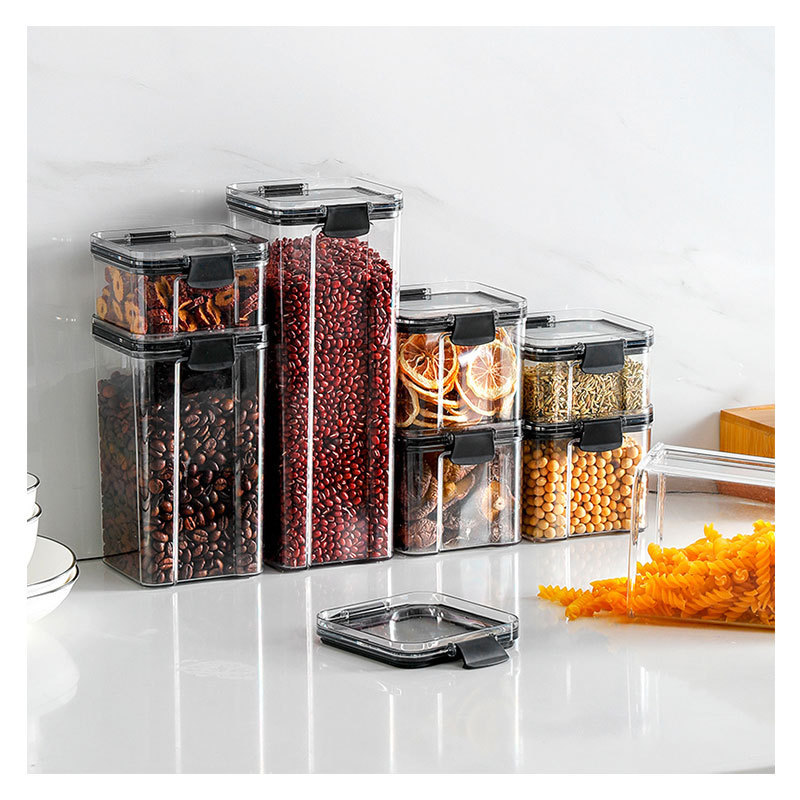 2021 hot sale pantry organization containers easy snap lock and BPA free kitchen container set candy rice jars with lids