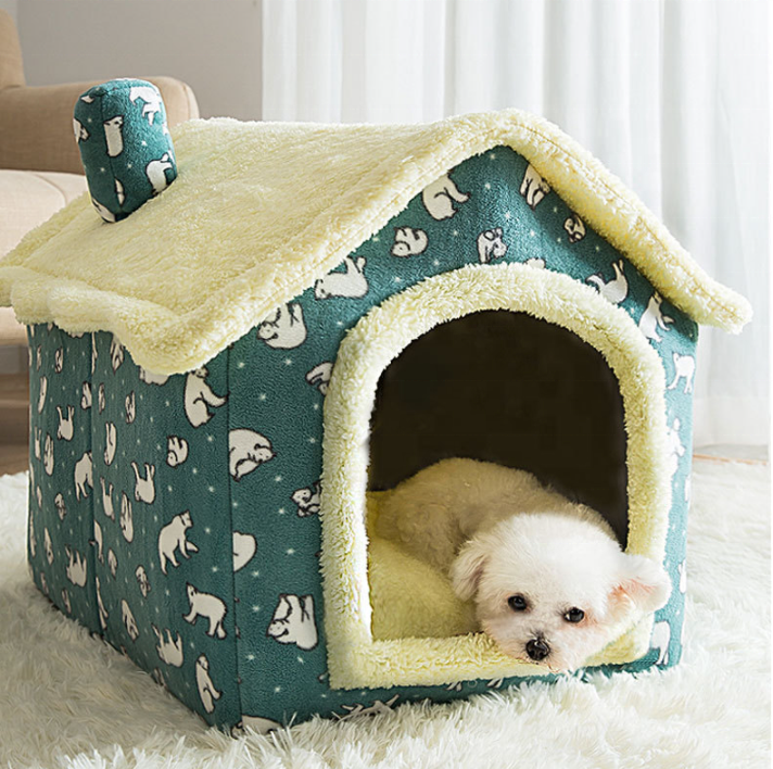 Hot Sale pet cage Small Kitty House Dog Cave Winter Warm Bed Modern Soft Plush cat house Pet House Bed