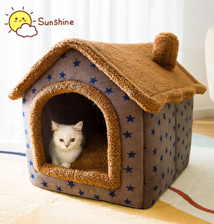 Hot Sale pet cage Small Kitty House Dog Cave Winter Warm Bed Modern Soft Plush cat house Pet House Bed