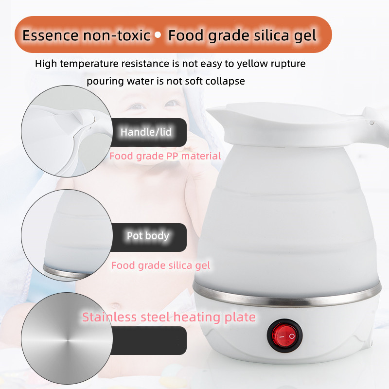 High Quality 0.6L Travel Mini Silicone Portable Foldable Electric Collapsible Electric Kettle Tea Kettle