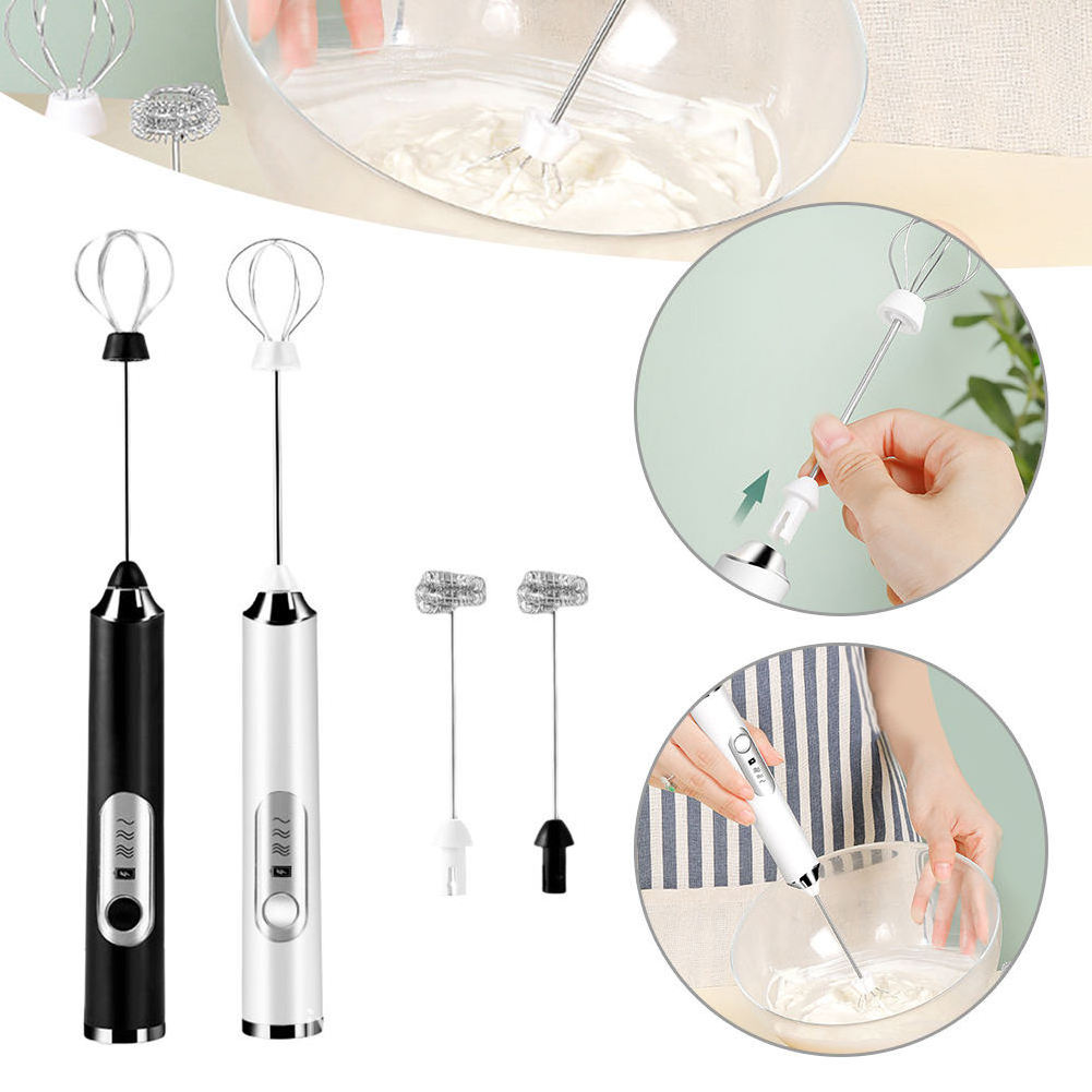 Portable electric milk frother latte Coffee stirring and foaming machine 3-speed handheld stainless steel milk foam