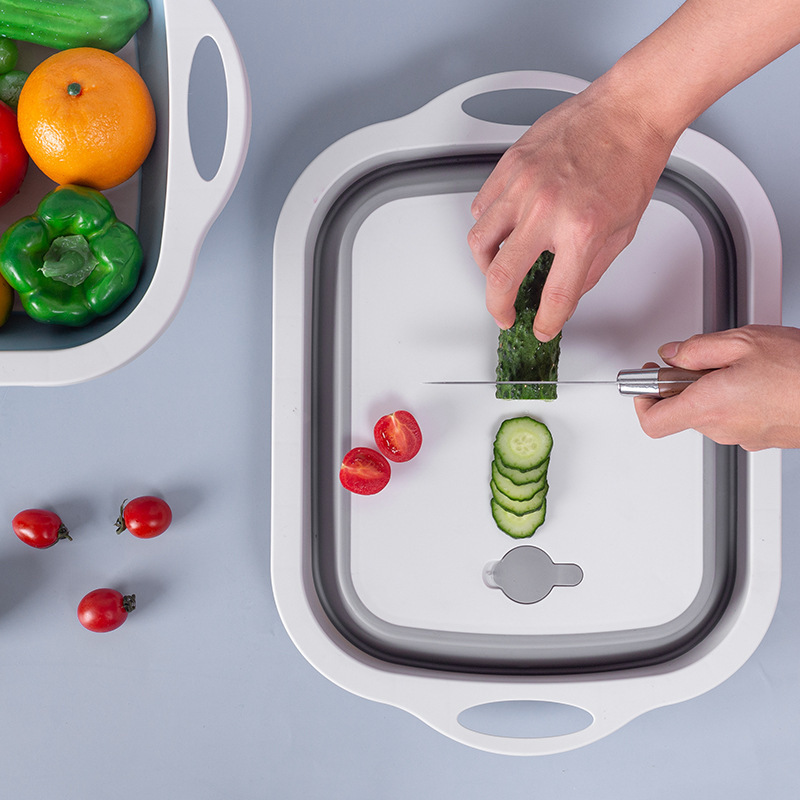 Foldable chopped and filtered cutting board multifunctional kitchen cutting board fruit and vegetable container picnic basket