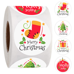 Ychon  Cartoon Sticker for Gift Decoration Merry Christmas Self- adhesive Sticker  500  pcs / roll Label Stickers Christmas Gift