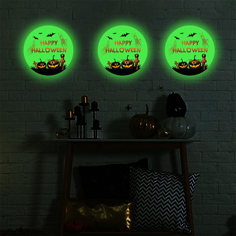 Ychon Halloween Party Decoration PVC Adhesive Horror Bat Sticker Glow Halloween Sticker for Party Supplies