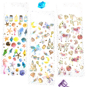 Ychon Shiny crystal drop glue gilding sticker cartoon cute girl sticker Decals  Resin Crystal Sticker