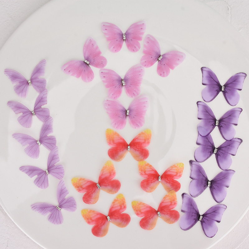 Ychon Purple Butterfly Cupcake Topper Birthday Cake Topper Decoration Wall Sticker Decal for Background Wall Decoration