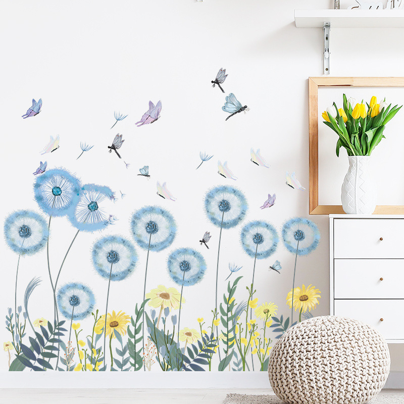 Ychon Romantic Wall Stickers for Bedroom Dandelion Sunflower Lotus leaf Self-Adhesive sticker Beautiful Home Decoration sticker