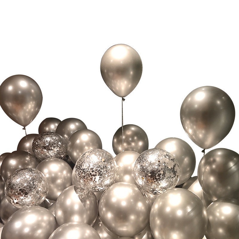 Ychon 12 inch Confetti Latex Balloon Metallic Chrome Confetti Balloons for Birthday Party Decoration