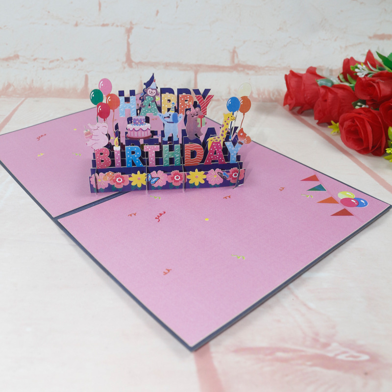 Ychon  Cake Paper Card Pop-up Funny Gift 3d Popup Birthday Invitation Cards For Kids and for happy birthday