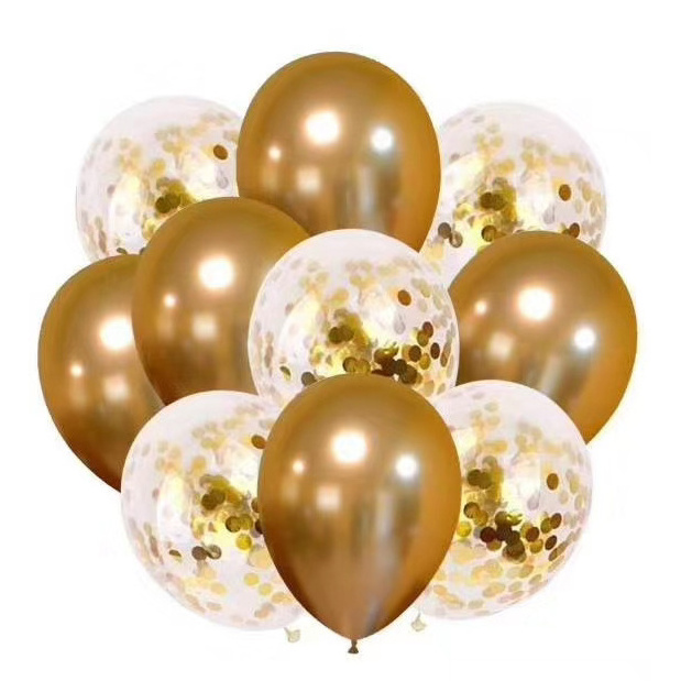 Ychon 12 inch Confetti Latex Balloon Metallic Chrome Confetti Balloons for Birthday Party Decoration