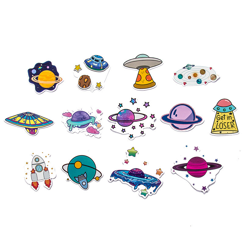 Ychon A set of 50 cartoon planet stickers Planet Ship stickers PVC waterproof stickers