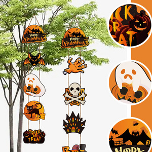 Ychon hot selling holiday party decoration theme party props Halloween ghost festival pumpkin bat door hanging wall hanging