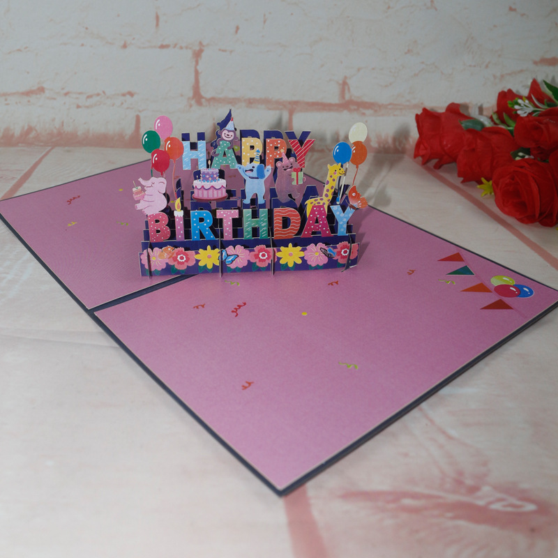 Ychon  Cake Paper Card Pop-up Funny Gift 3d Popup Birthday Invitation Cards For Kids and for happy birthday