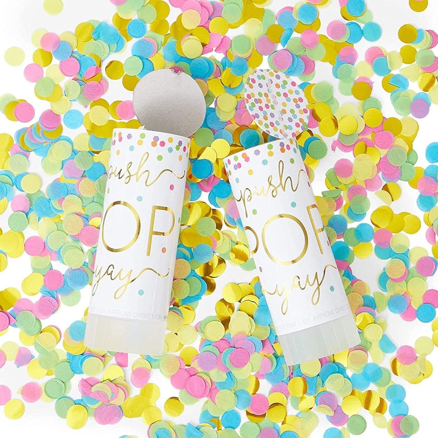 Ychon 2024 best selling Rainbow Confetti Party Poppers for Bridal Shower Wedding Graduation Anniversary Birthday